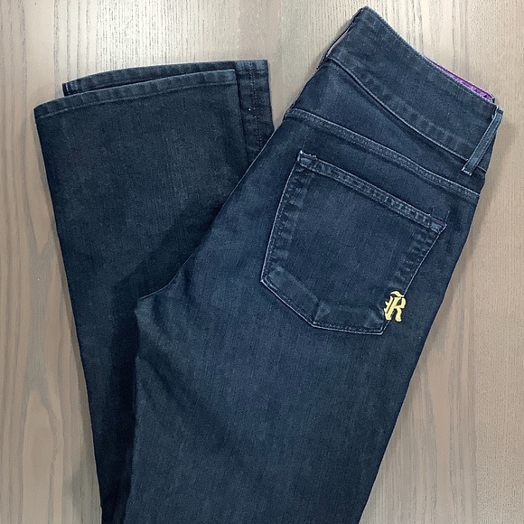 Women’s Rich & Skinny High Rise Straight Jeans in Dark Indigo Hemmed Size 28/27. - Picture 1 of 6